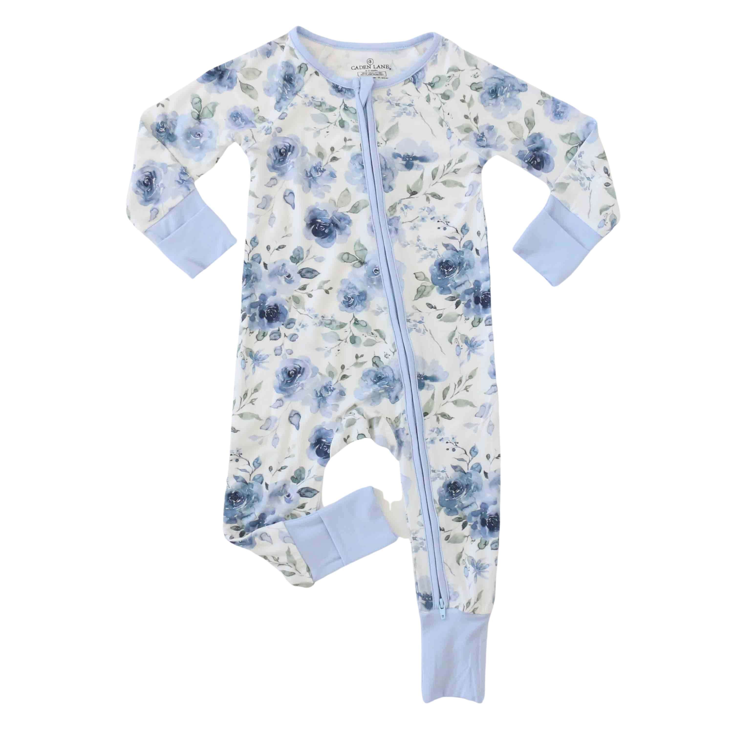 Bailey's Blue Floral Convertible Zip Romper | Caden Lane