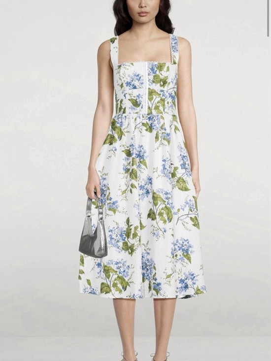 Reformation Tagliatelle Linen midi hydrangea dress | Poshmark