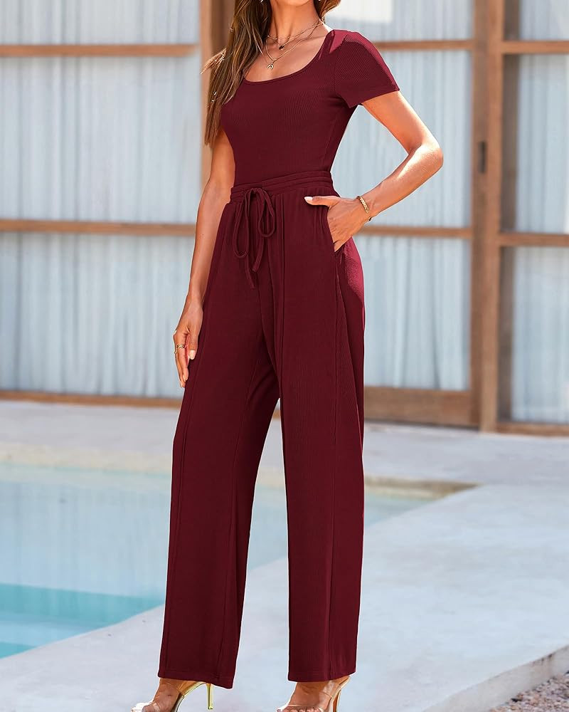 BTFBM Womens Casual 2 Pieces Outfits Dressy Square Neck Short Sleeve Bodysuit Drawstring Pants Kn... | Amazon (CA)