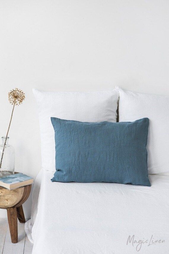 Linen pillowcase in Gray Blue. Standard, queen, king, body, custom size pillow cover. | Etsy (CAD)