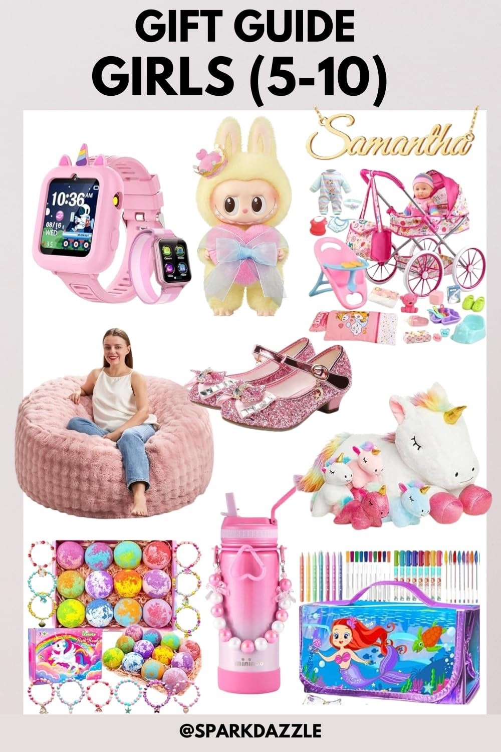 
Looking for the perfect birthday present for a little girl? These adorable gift ideas include sparkly shoes, fun toys, cute accessories, and creative activities that girls love. From glitter headbands and doll strollers to gymnastics toys and colorful bath bombs, these gifts are perfect for birthdays, holidays, or special surprises. Save this list for the cutest girl gift inspiration! #littlegirlgifts #birthdaygiftideas #girlygifts #giftideasforgirls #kidsgiftideas #birthdaypresents #momlife #girlythings #sparklygifts #pinkstyle #giftguide #pinterestkids #cutegiftideas #sparkdazzle #ad #affiliate 

 