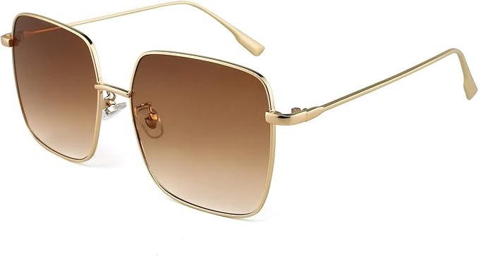 Slocyclub Square Sunglasses for Women Men, Trendy Metal Frame ,70s Glasses Anti-Glare UV Protecti... | Amazon (US)