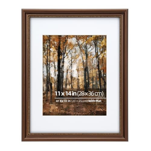 11x14 in Wood Classic Gallery Picture Frame, Ornate Beaded Inner, Matted for 8x10 Photo, Vertical... | Amazon (US)