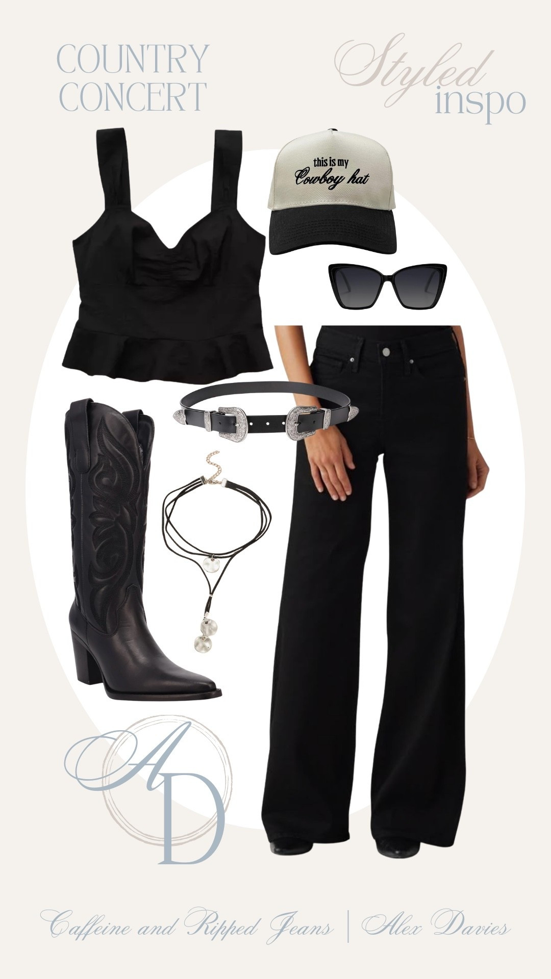 // country concert outfit // country concert outfit inspo // black cowboy boots // black Levi’s // all black country concert outfit // country concert accessories // this is my cowboy hat hat // 

#LTKStyleTip #LTKSeasonal #LTKFindsUnder100