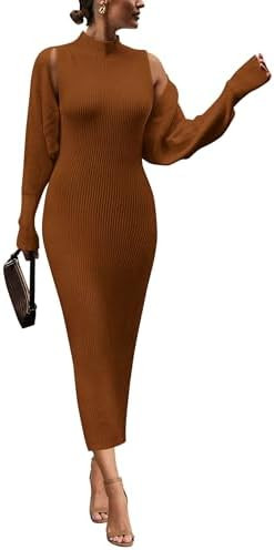 PRETTYGARDEN Women's Fall 2 Piece Outfits Knit Long Sleeve Cropped Cardigan Pullover Sweater Maxi... | Amazon (US)