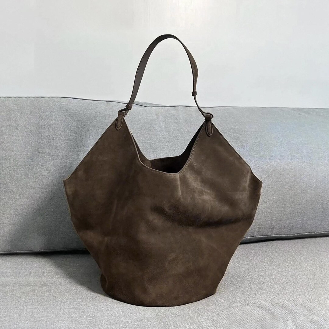 Suede Tote Bag, Lotus Bag, Minimal Leather Tote Bags, Genuine Leather Handbags - Etsy | Etsy (US)
