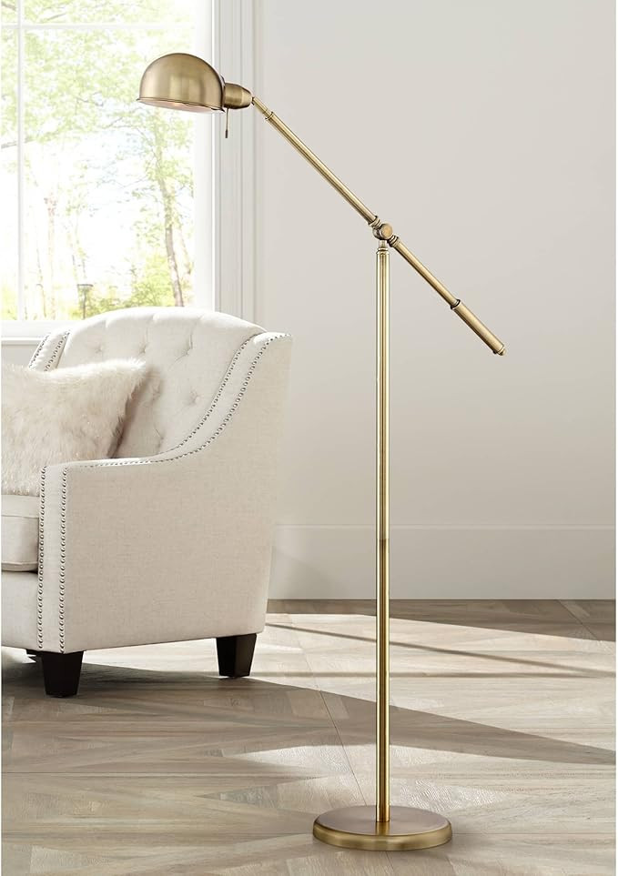 Dawson Modern Pharmacy Floor Lamp Antique Brass Adjustable Boom Arm and Head for Living Room Read... | Amazon (US)