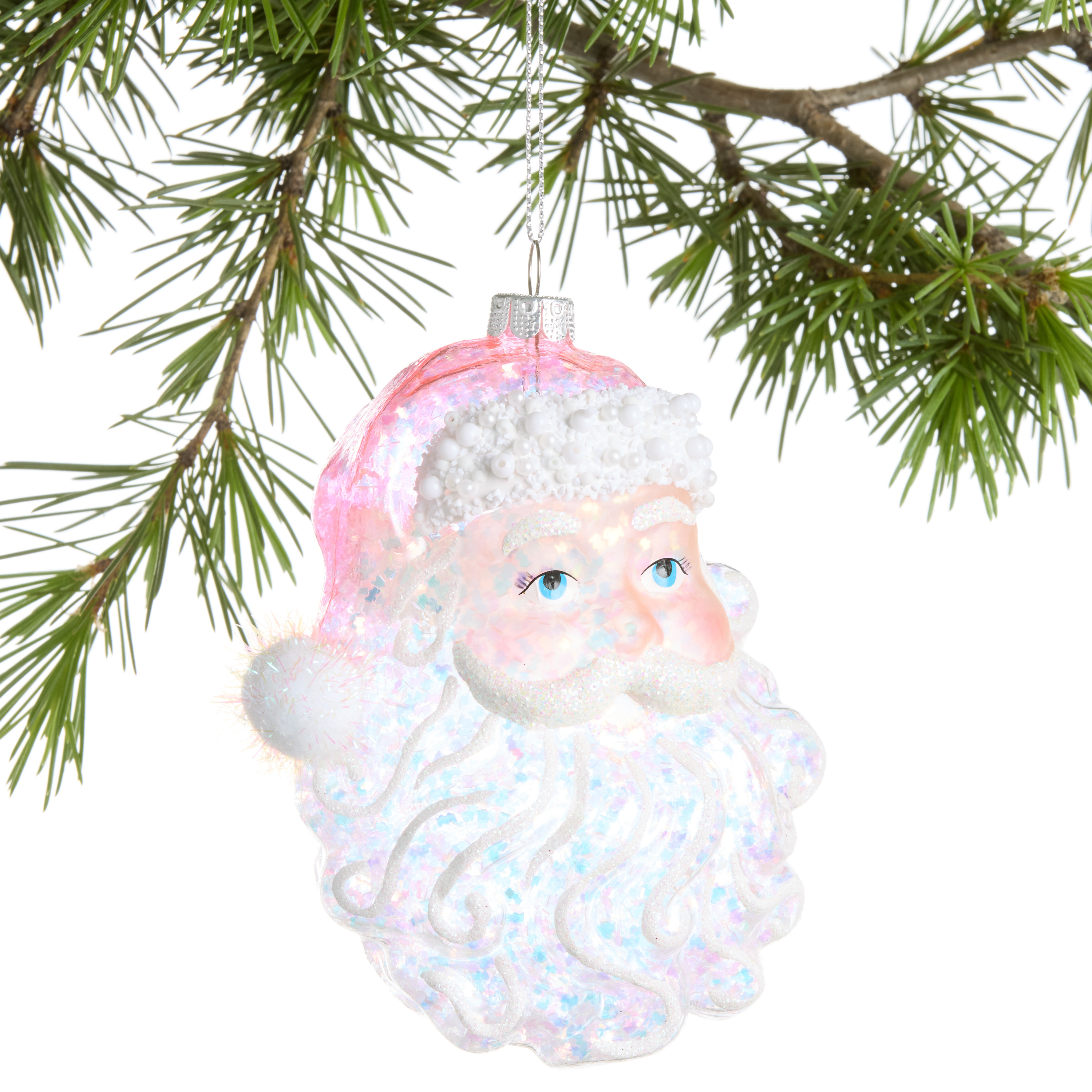 Iridescent Glass Santa Head Ornament - World Market | World Market