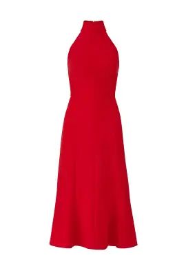 Red High Neck Fit And Flare | Rent the Runway
