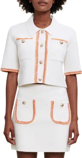 maje Misal Short Sleeve Button-Up Sweater | Nordstrom | Nordstrom