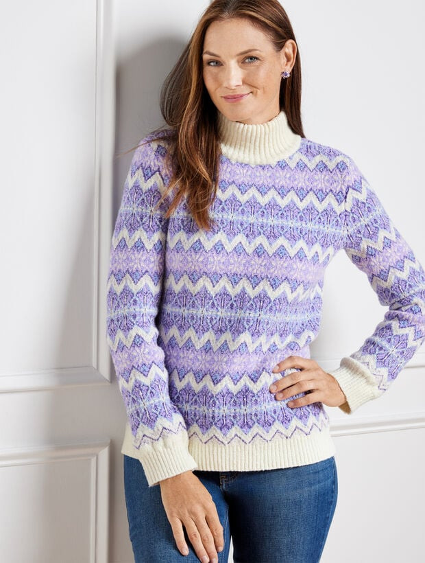 Mockneck Sweater - Zigzag Jacquard | Talbots
