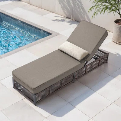 Hand-Woven Rattan 6-Position Adjustable Outdoor Chaise Lounge with 5" Thick Olefin Cushion for Patio & Poolside | Wayfair North America