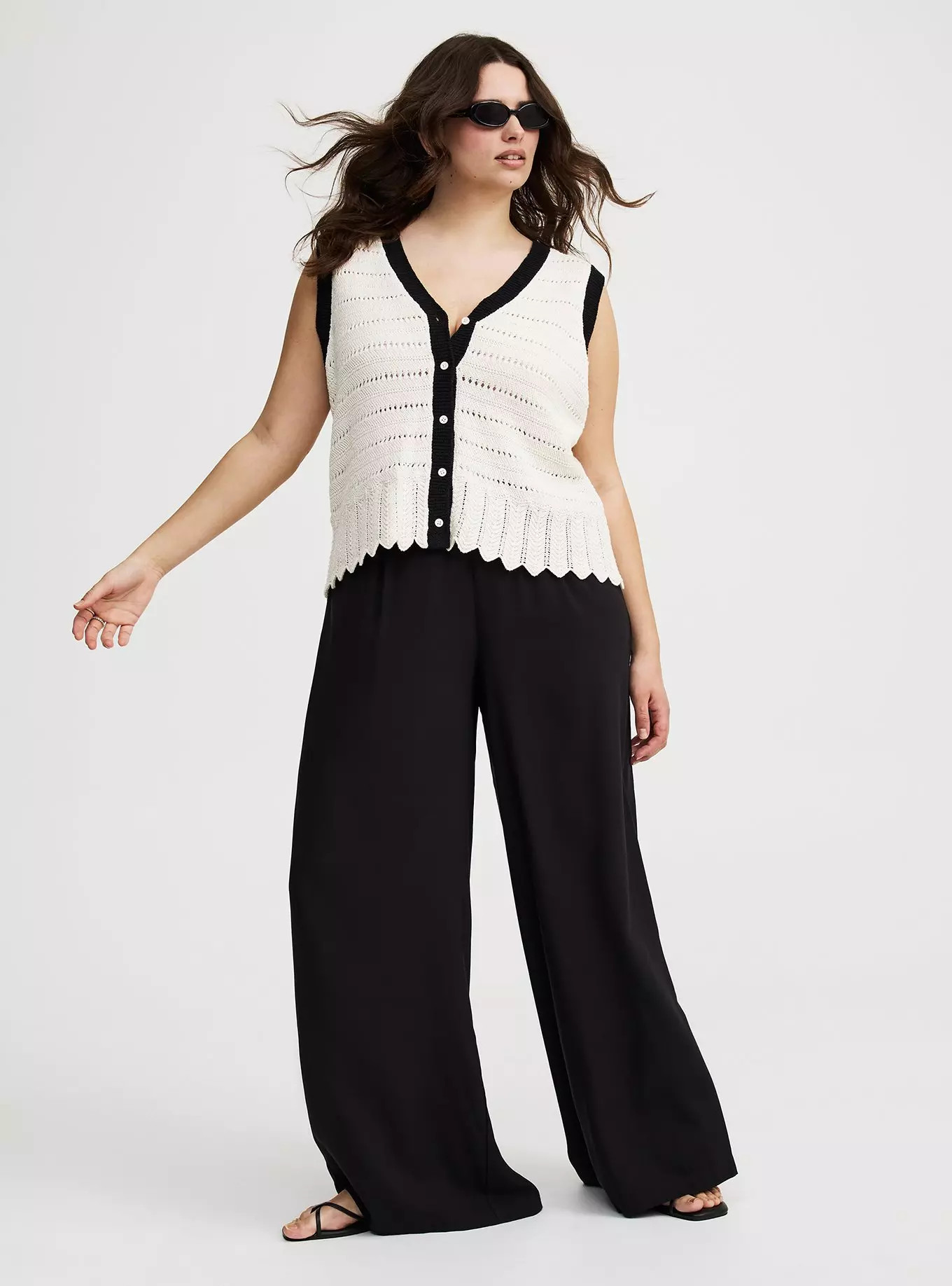 Contrast Trim Pointelle Sweater Vest | Torrid (US & Canada)