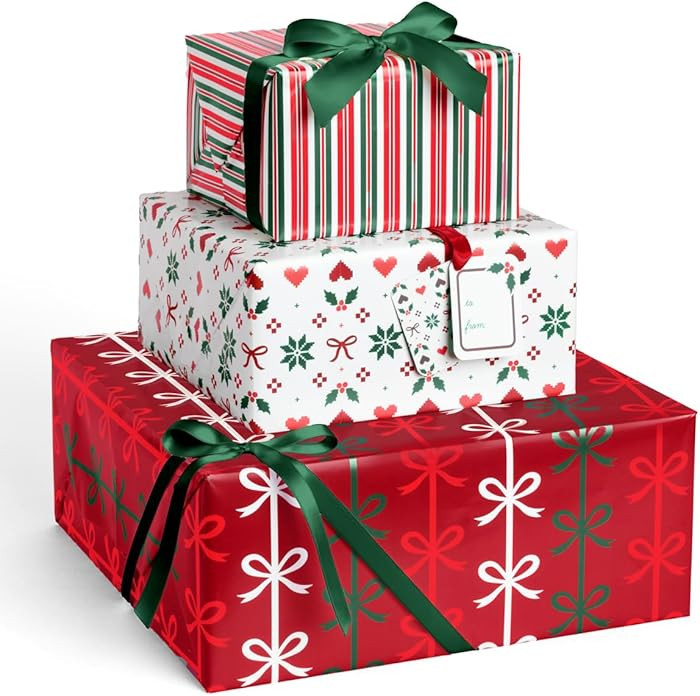 xo, Fetti Christmas Wrapping Paper + Tag Set - 12 Sheets | Holiday Gift Wrap, Decorative Bag, Hol... | Amazon (US)