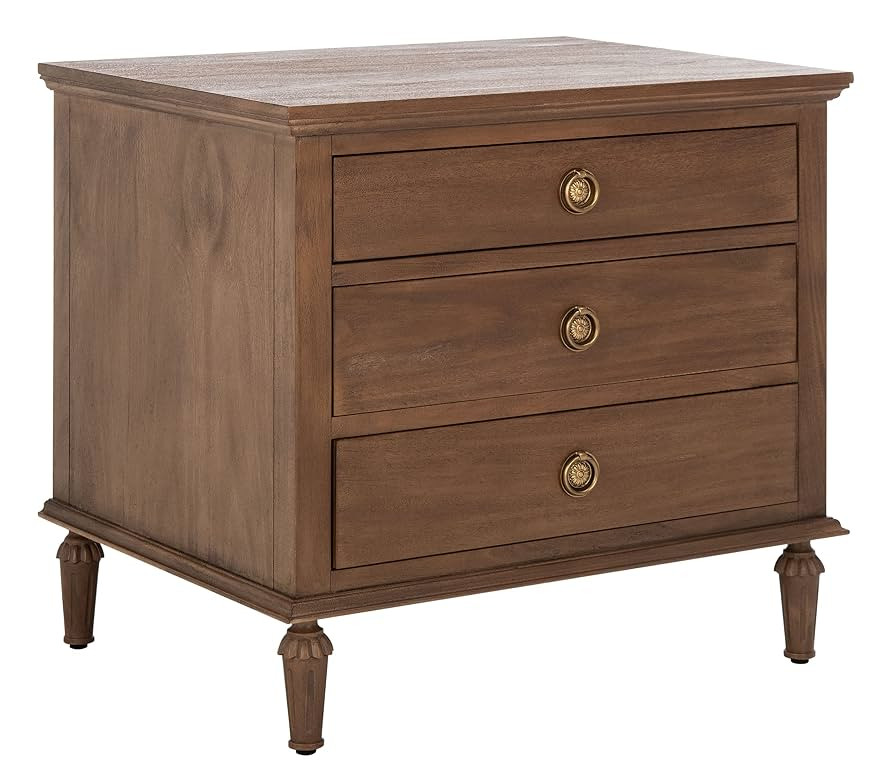 SAFAVIEH Couture Home Collection Lisabet Brown 3-Drawer Wood Nightstand Table (Fully Assembled) | Amazon (US)