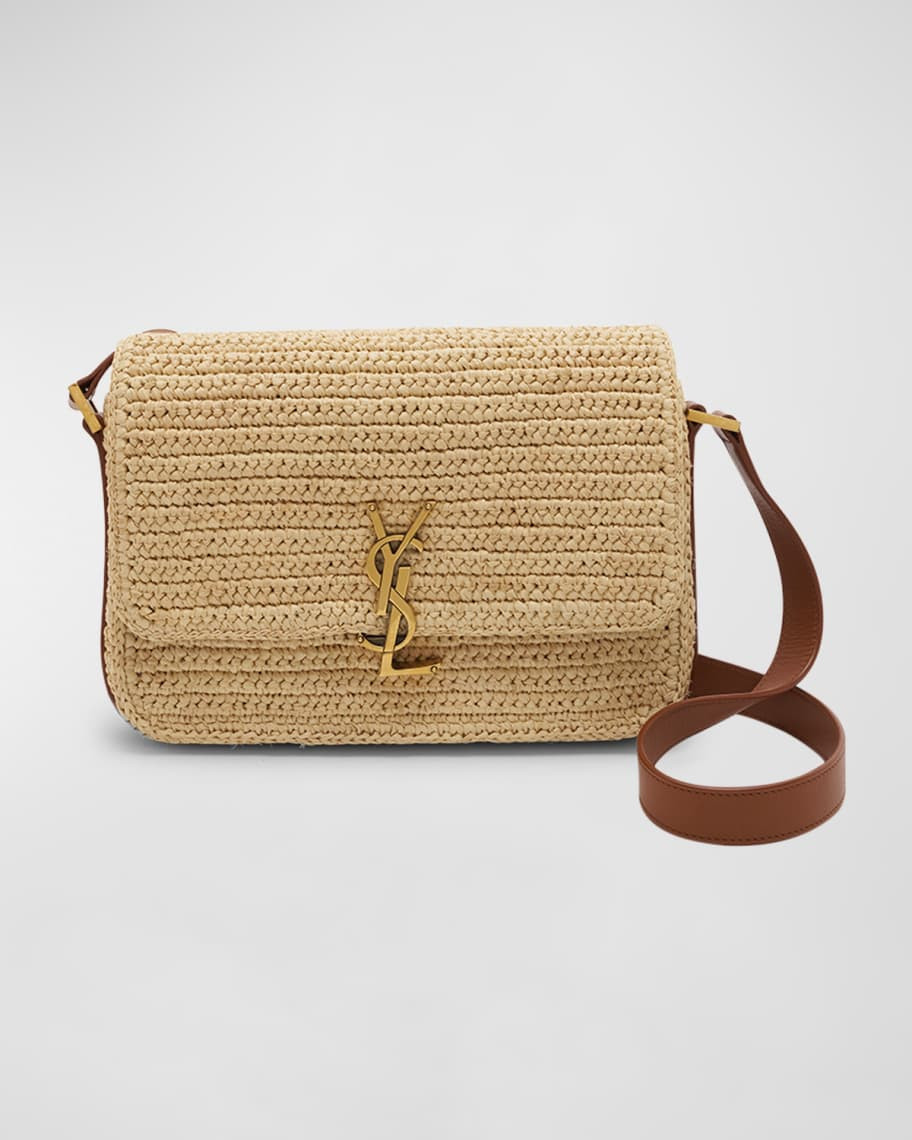 Saint Laurent Solferino Medium YSL Crossbody Bag in Raffia | Neiman Marcus