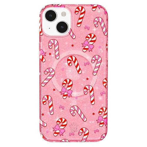 VELVET CAVIAR Christmas Phone Case for iPhone 14 - Compatible with MagSafe - 10ft Drop Tested - Holiday Pink Peppermint Glitter Winter Theme | Amazon (US)