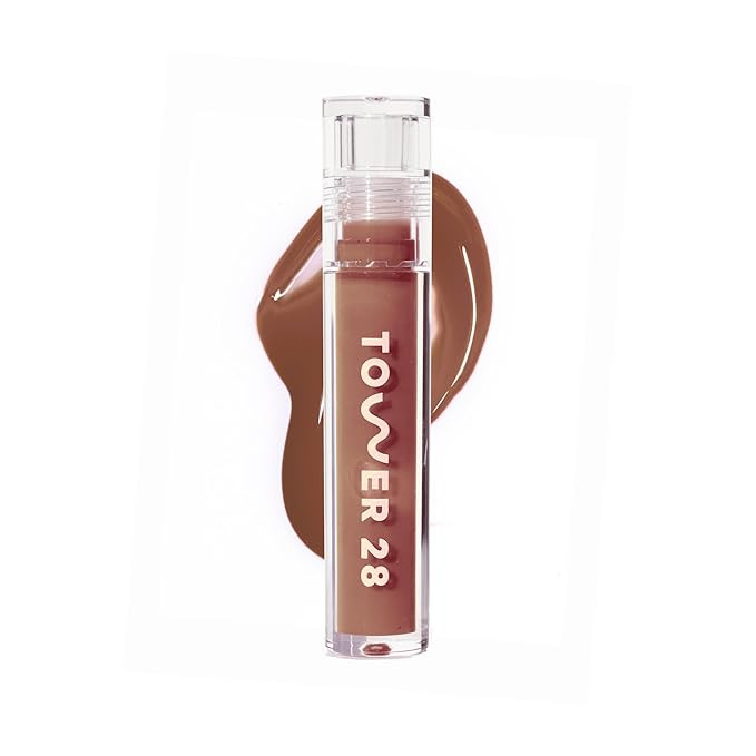 Tower 28 ShineOn Milky Lip Jelly, ALMOND, Non-Sticky, Hydrating Vegan Lip Gloss in Milky Chocolat... | Amazon (US)