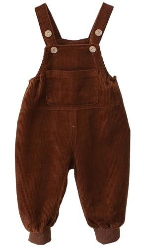 Happy Cherry Toddler Baby Boys Girls Corduroy Overalls Solid Color Suspender Trousers Ribbed Bib Pants Casual Outfit Deep Coffee 3-4T | Amazon (US)