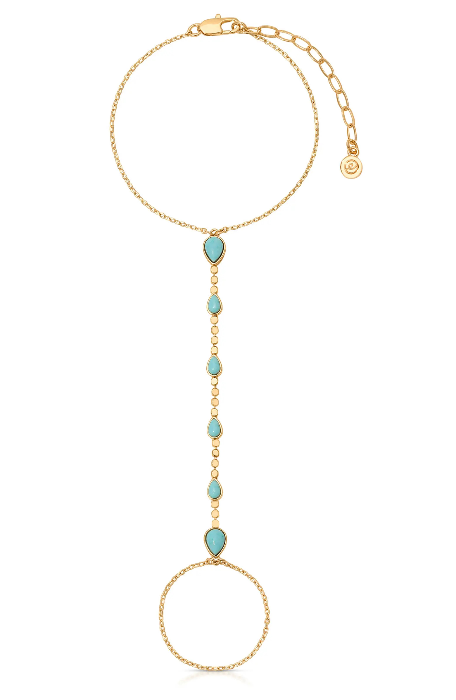 Dripping Faux Turquoise Hand Chain | Nordstrom
