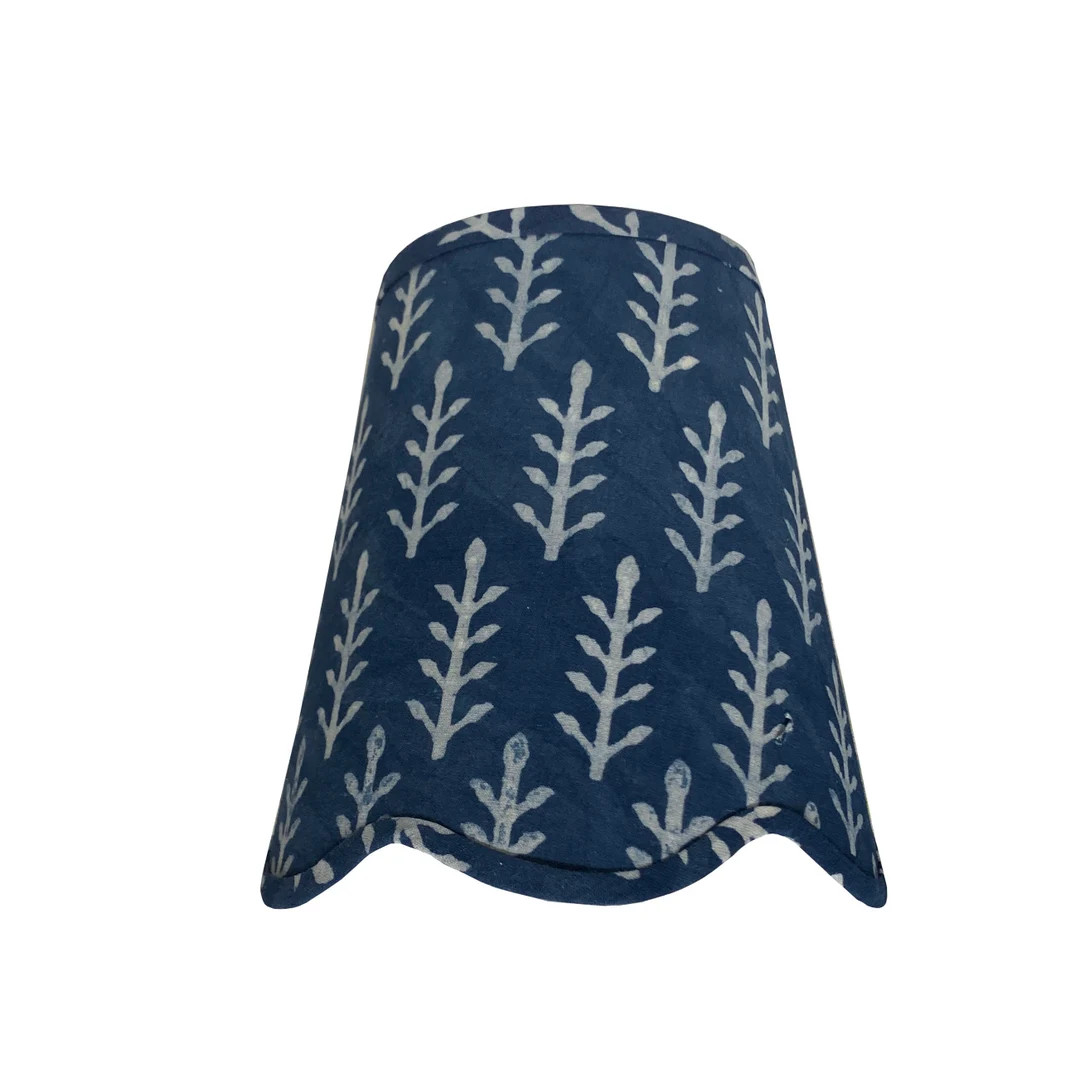 Scalloped Indigo Blue  sconce shade With Your Choice of Trim Color - Made to Order | Etsy (US)