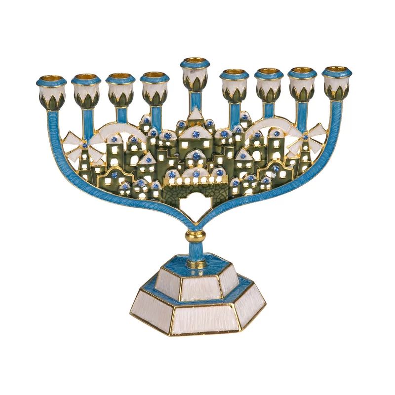 Enamel and Jeweled Hanukkah Menorah | Wayfair North America