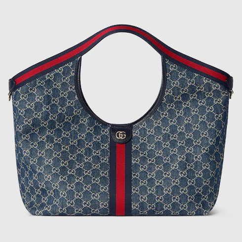 GUCCI Giglio Large Tote Bag, Blue, Fabric | Gucci (US)