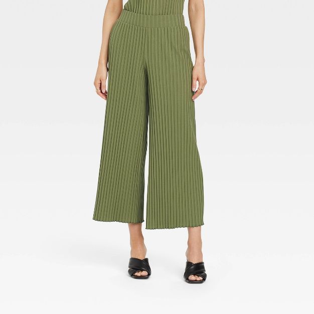 Women's High-Rise Wide Leg Ribbed Ankle Pants - A New Day™ | Target