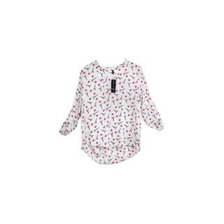White Eiffel Tower Printed V-Neck Crepe Long Back Chiffon Blouse | Bed Bath & Beyond