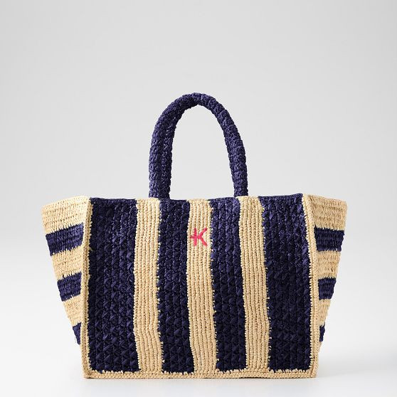 Harbour Island Striped Raffia Tote | Mark and Graham