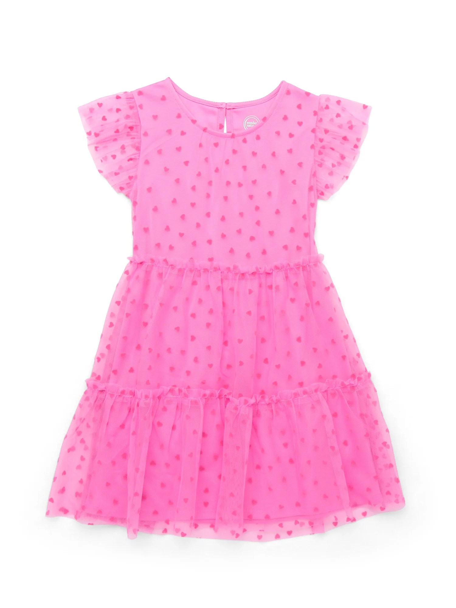 Wonder Nation Girls Flocked Tulle Dress, Sizes 4-18 & Plus | Walmart (US)