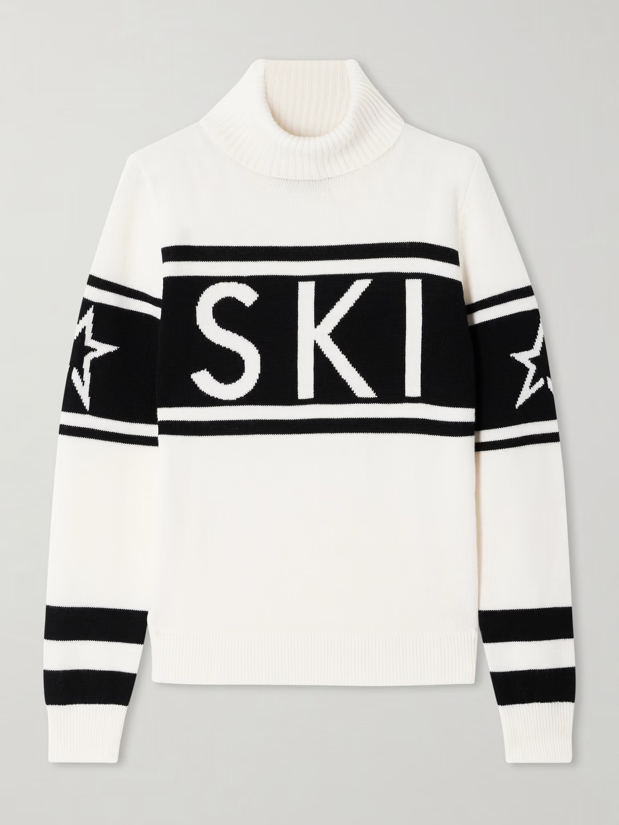 Perfect Moment - Schild Intarsia Merino Wool Turtleneck Sweater - White | NET-A-PORTER (UK & EU)