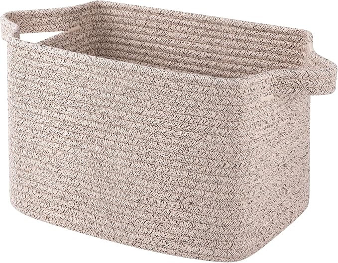 OIAHOMY Cotton Rope Woven Storage Baskets for Shelves, Rectangle Storage Bins with Handles, Towel... | Amazon (US)