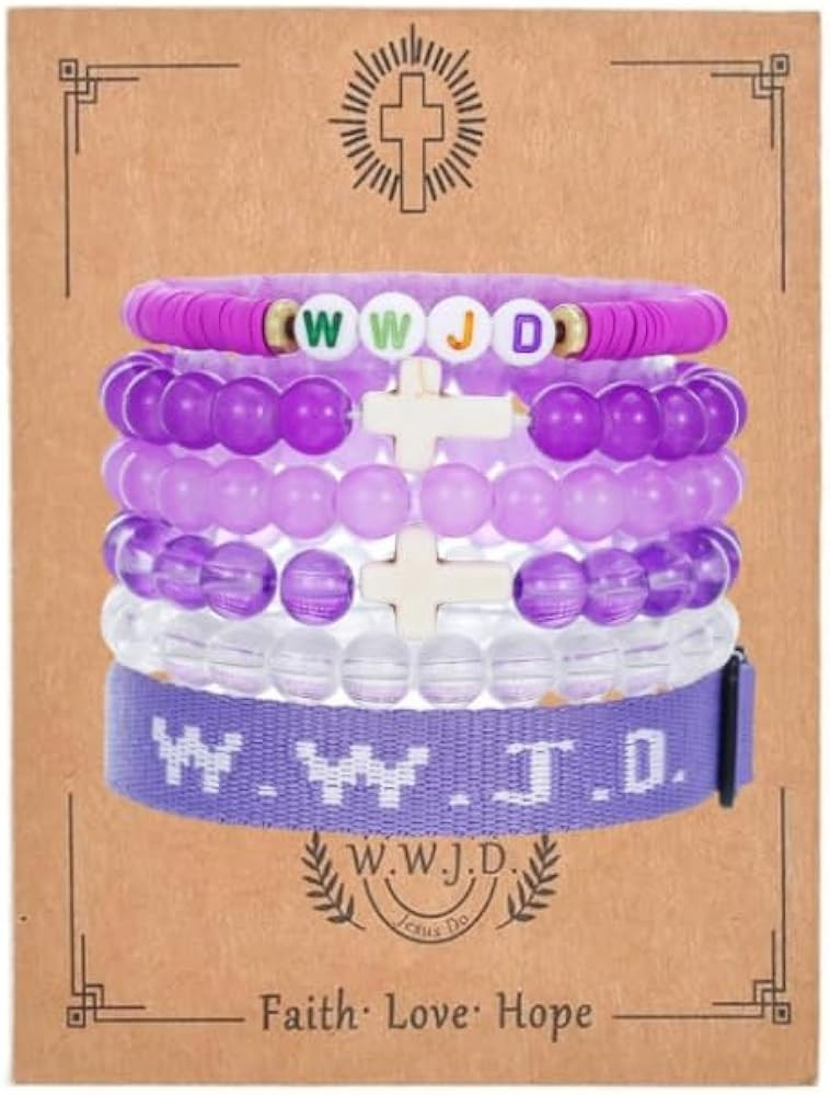 Christian Cross WWJD Bracelet Set WWJD Braided Rope Bracelet Cross Crystal Beads Stretch Bracelet... | Amazon (US)