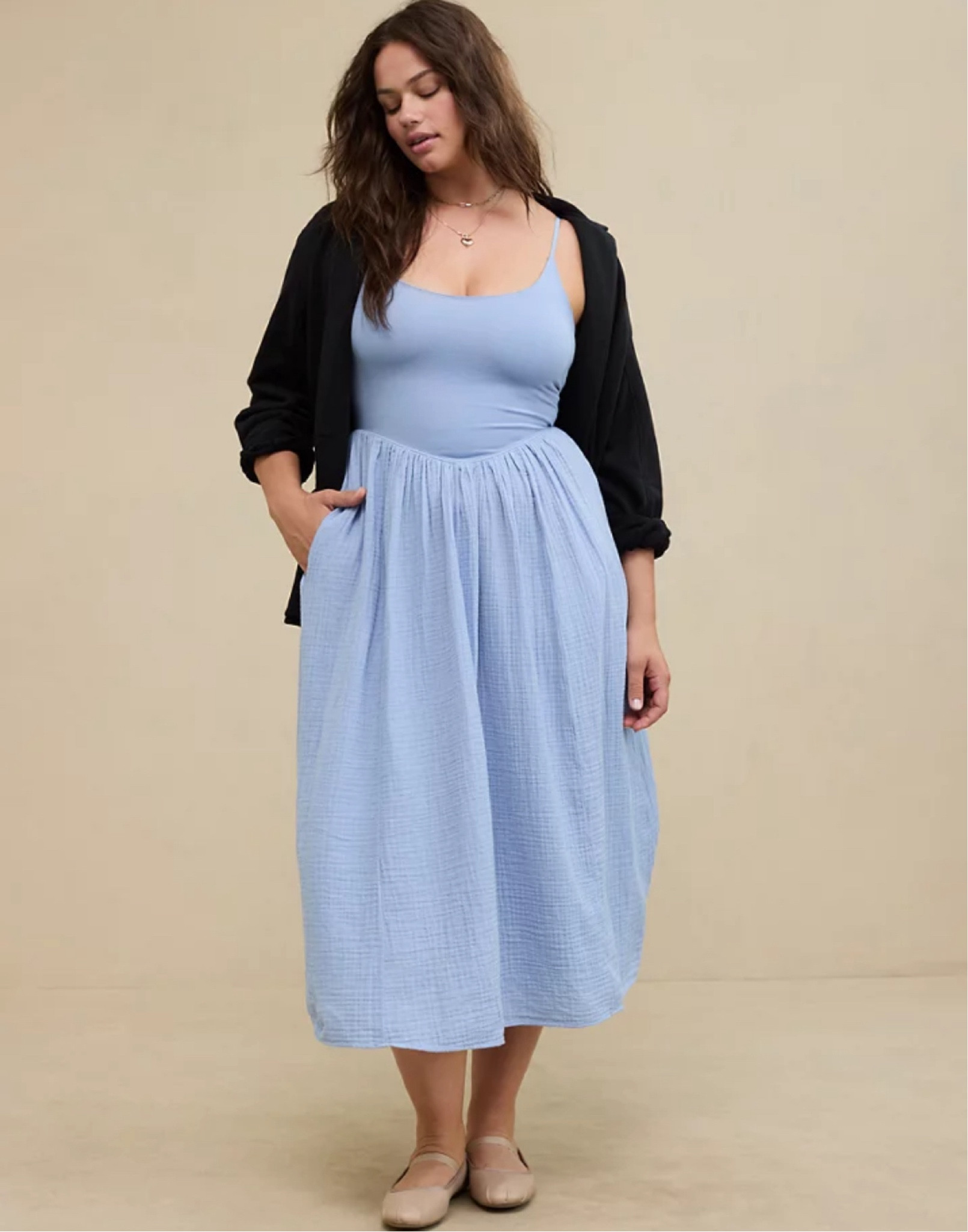 midi denim dress women Dark Wash Denim Midi Dress - All Dresses