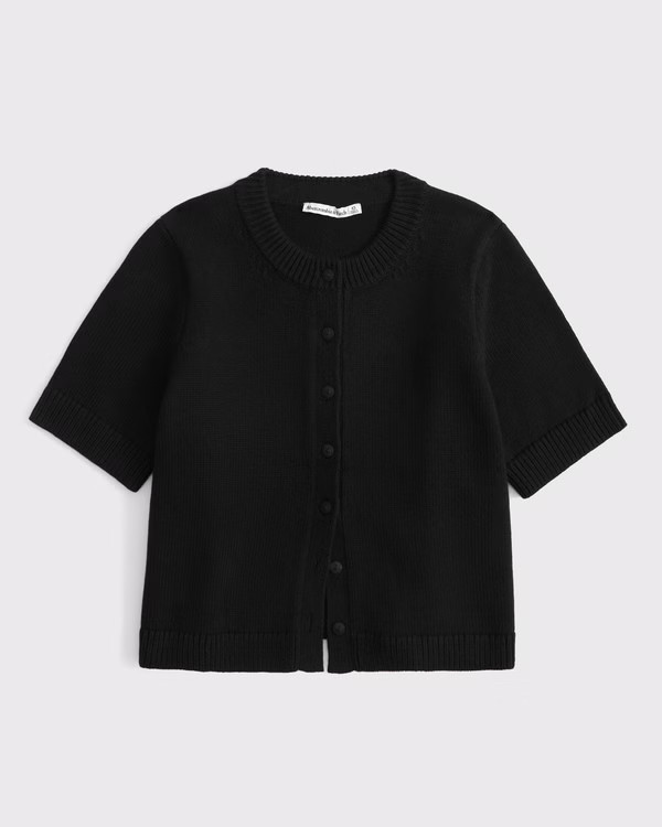 Women's Short-Sleeve Crew Cardigan | Women's Tops | Abercrombie.com | Abercrombie & Fitch (US)
