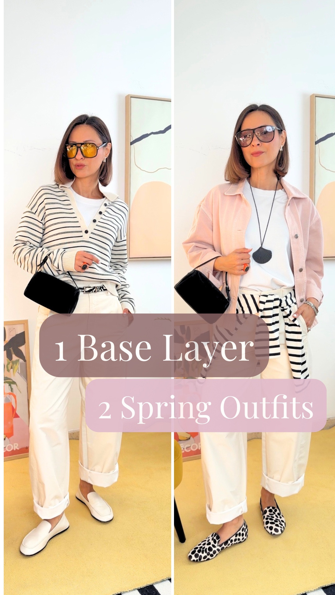Uniqlo pants are in a size XS 🔺 Pink jacket is a size XS 🔺 White Tee - M 🔺 Striped cotton polo sweater - S 

#LTKOver40