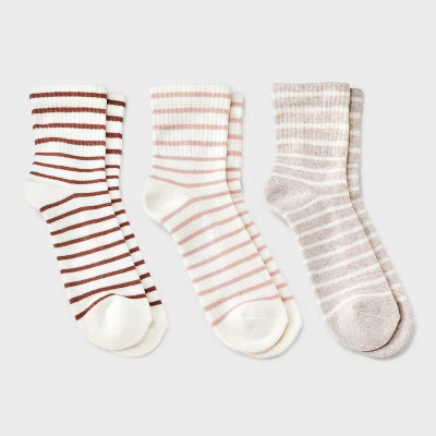 Women's Striped Cushioned 3pk Mid Crew Socks - Universal Thread™ 4-10 | Target
