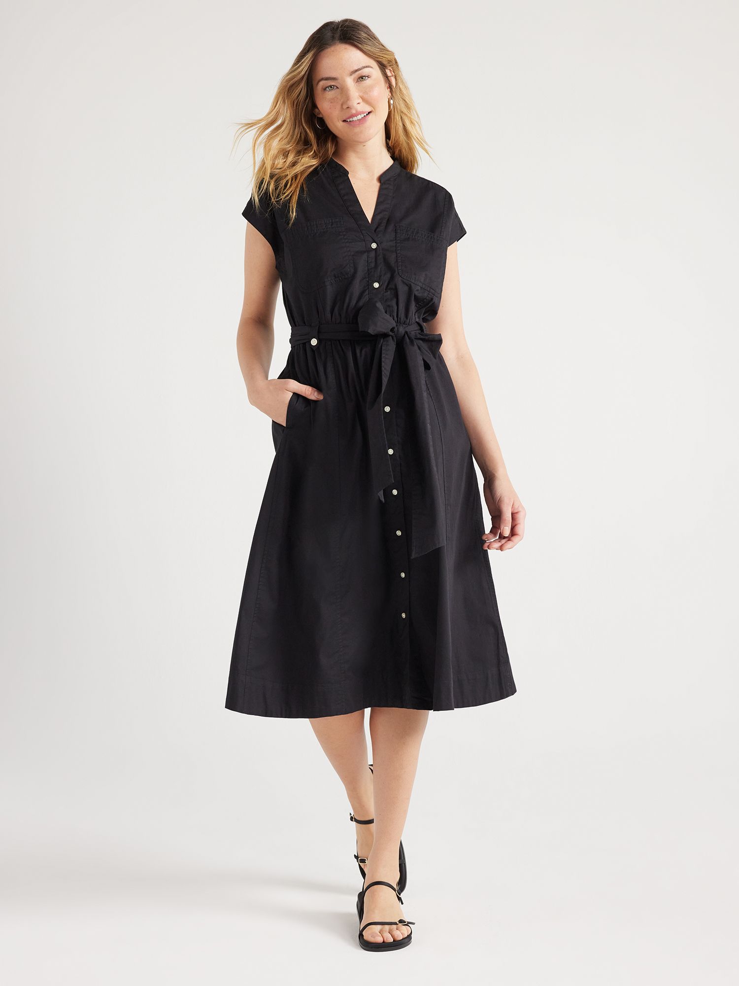 Free Assembly Women’s Belted Utility Dress with Short Sleeves, Sizes XS-XXL | Walmart (US)