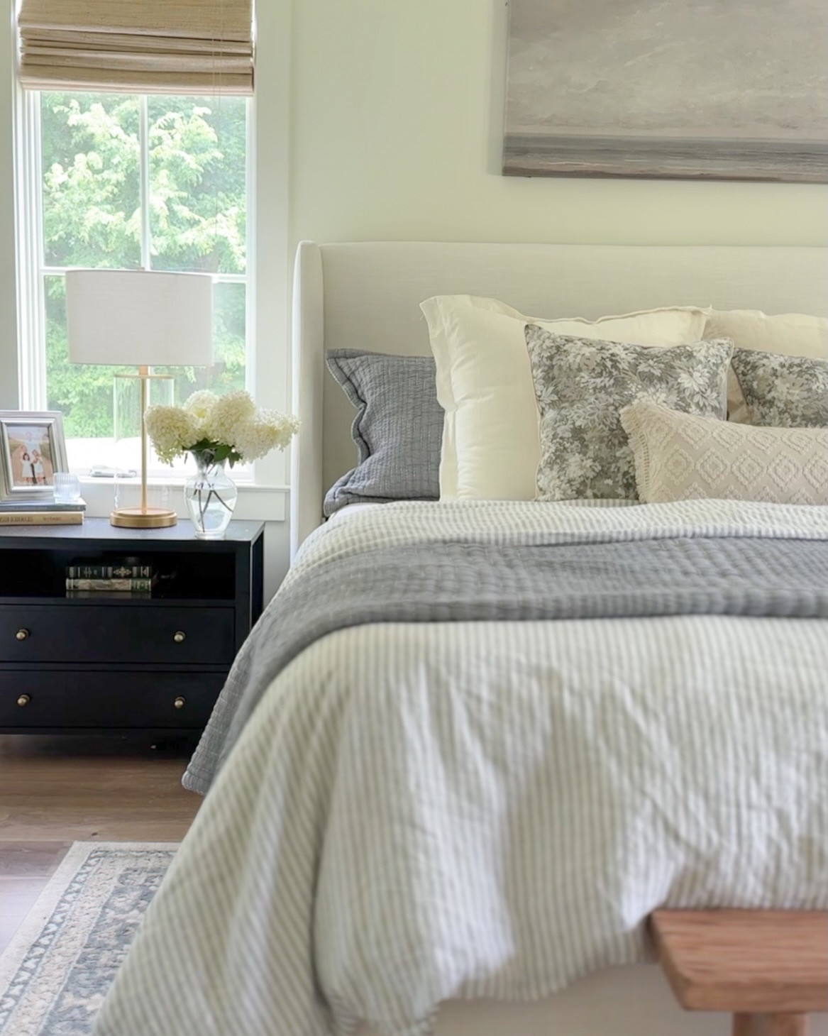 Adding some soft stripes to our bedding for summer. 🤍 

I’ve had @onequince European linen duvet cover in white for years, but this summer I decided to switch to their subtle mist/white stripe for a little pattern while still keeping the room feeling fresh for the season. 

I paired it with our blue channel-stitched coverlet for a light, but still layered & relaxed look. #quincepartner 

And if you haven’t tried their bamboo sheets yet...they’re some of the softest sheets we’ve ever slept on. They’re incredibly smooth and cool, and I can’t recommend them enough. 

New to Quince? You can also use my code for 10% off your first purchase: INFG-26RACHELLORRAINEHOME10

 #quincebedding #summerbedding #bluebedding #stripedbedding

#LTKHome