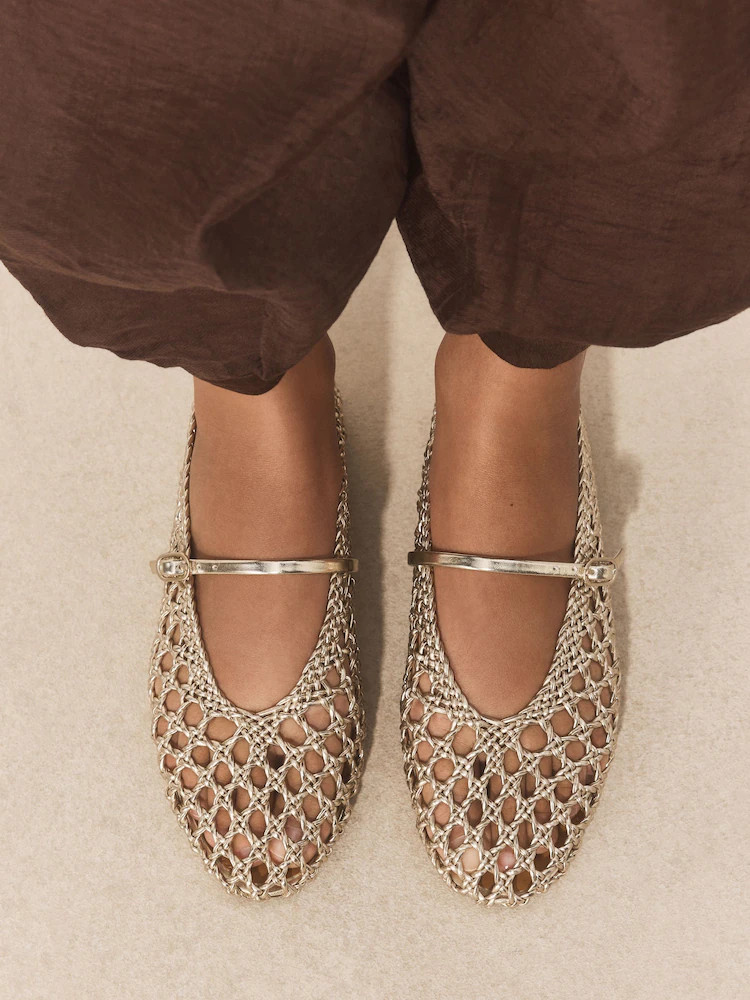 Gold Forever Comfort® Flower Weave Maryjane Shoes | Next US