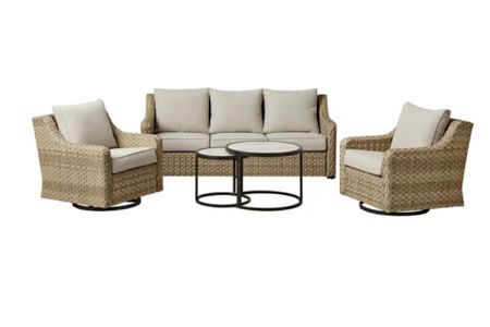 The Pottery Barn Huntington outdoor set look for less from Walmart! This 5-piece set is on roll back for less than $1200 and will ship within a week for the warm weather coming our way. Get it before it sells out again!

Shop now and follow @pennyandpearldesign for more home style ✨



#LTKhome #LTKFind #LTKSeasonal