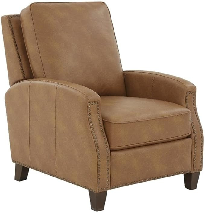 James Saddle Brown Faux Leather Push Back Recliner | Amazon (US)