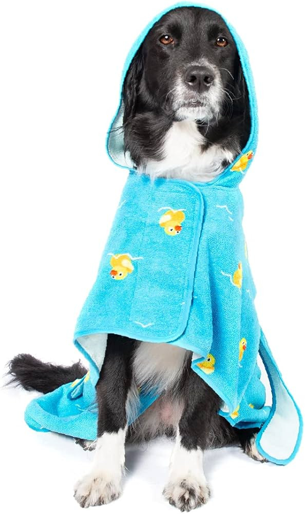 BarkBox Dog Bathrobe Towel - Lightweight, Super Cute Fast Drying Bathrobe for Dogs - Ducky (Large... | Amazon (US)