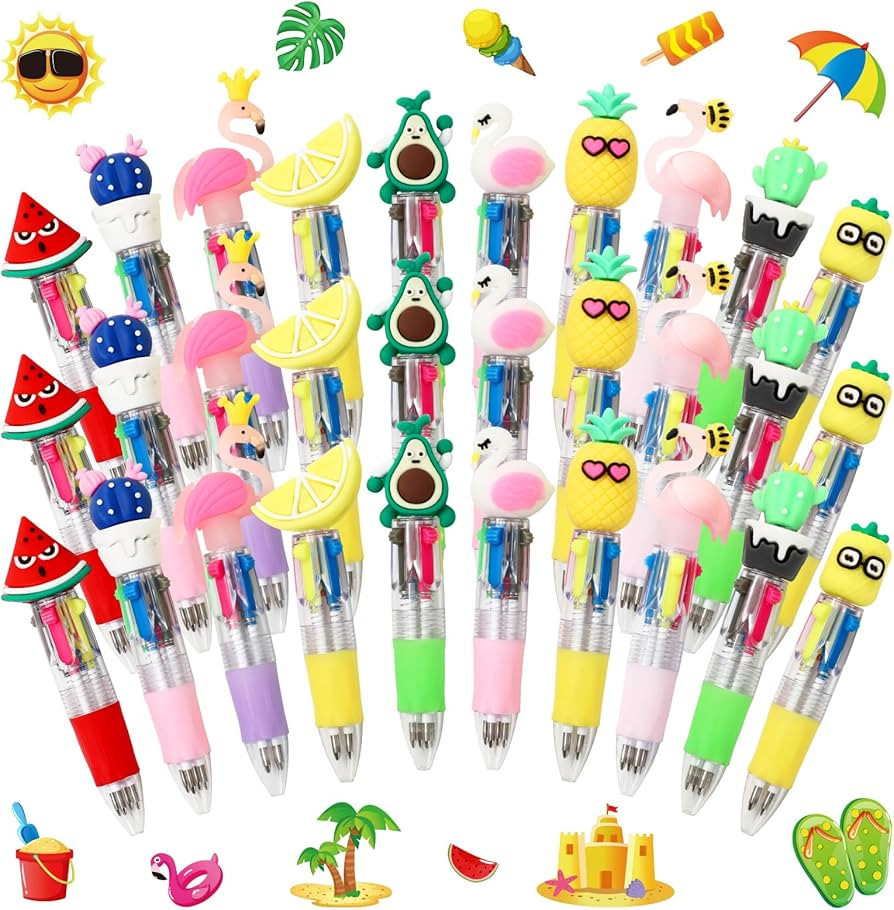 JarThenaAMCS 30Pcs Hawaiian Mini Multicolor Ballpoint Pens Cute Summer Style 4-in-1 Retractable P... | Amazon (US)