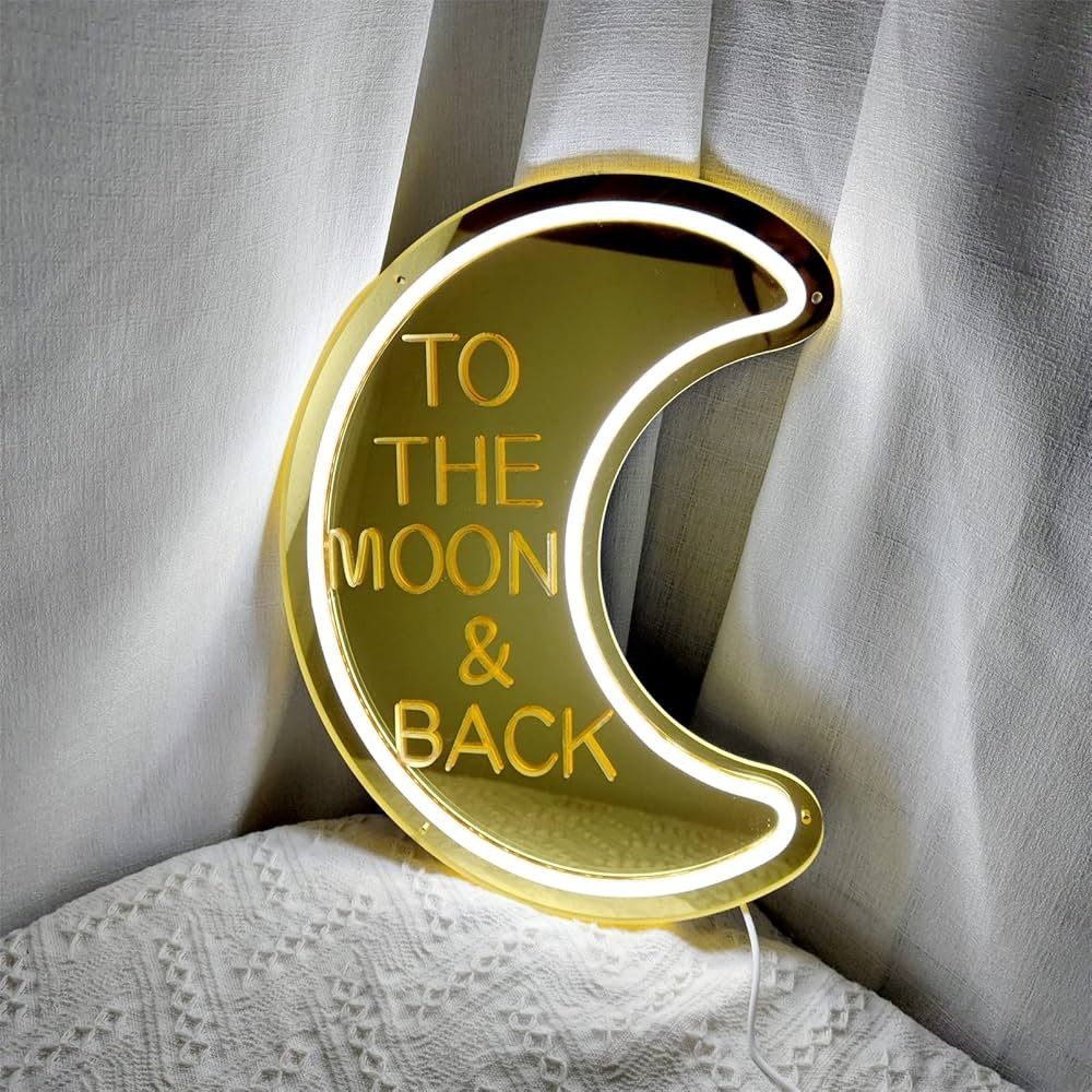 To The Moon and Back Neon Sign, Wedding and House Decoration, Wall Bedroom Birthday Party Apartme... | Amazon (US)