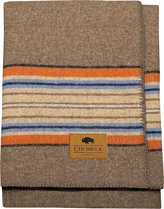 Chubbuck, Thick Wool Blanket, Warm, Striped, Camp Blanket, Large 60" x 84", Outdoor Survival | Amazon (US)