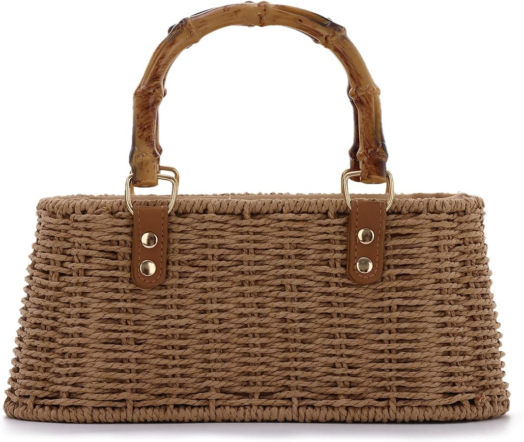 Straw Woven Handbags Handmade Summer Beach Bags Wicker Rattan Crossbody Bag for Vacation | Amazon (US)