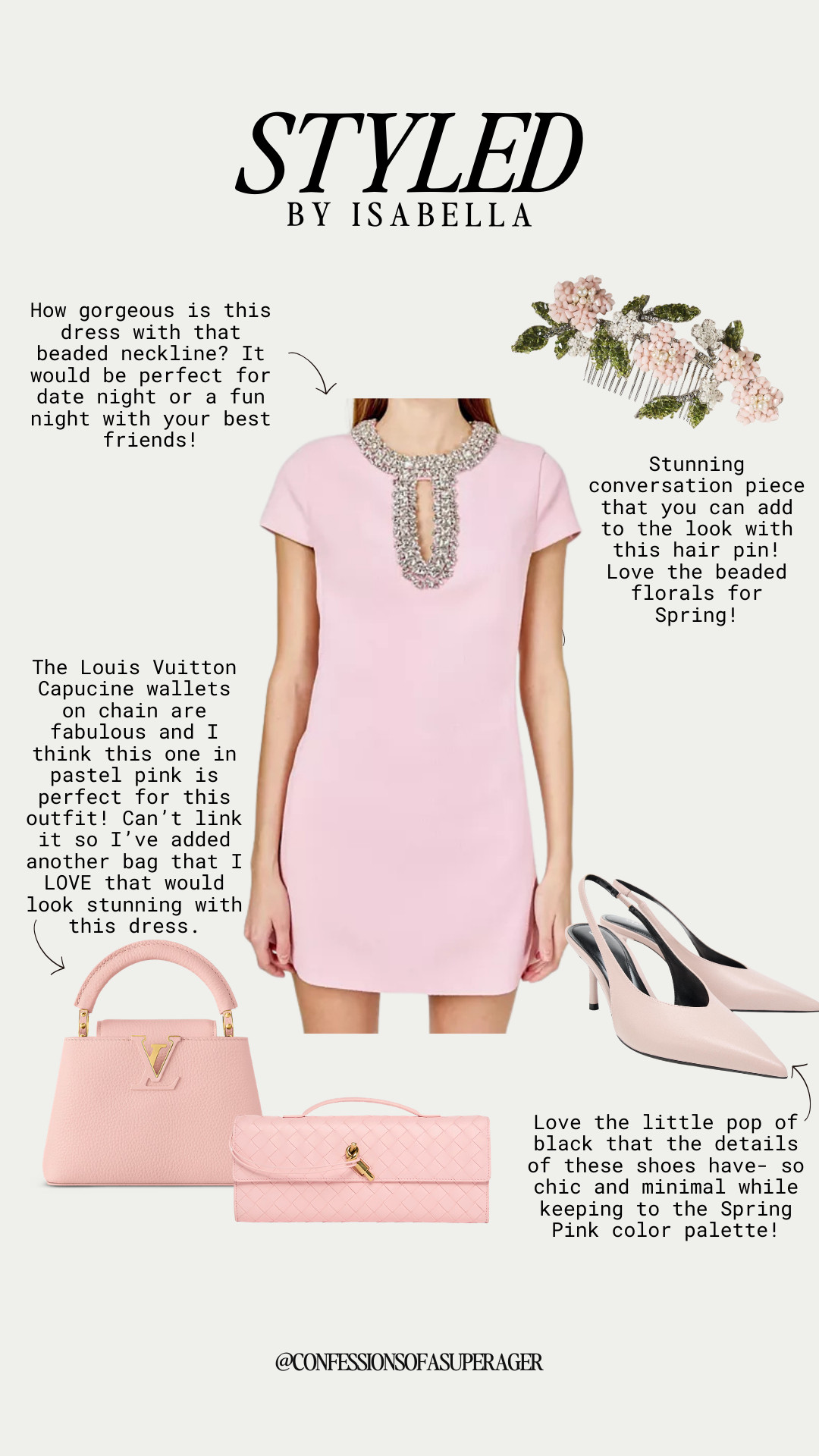 Pretty in pink perfection 💗 This beaded neckline mini dress is the ultimate spring date night outfit—flattering, feminine, and effortlessly chic. Styled with sleek pointed toe heels, a pastel pink top handle bag, and statement floral hair accessory, this look gives luxury vibes with a modern, minimal edge. Perfect for date night, bridal events, spring parties, or girls’ night out—tap to shop these elevated spring fashion finds and trending pink outfit ideas before they sell out! #LTKStyle #LTKFinds #SpringStyle #DateNightOutfit #PinkDress #MiniDress #FeminineStyle #ChicStyle #SpringOutfit #WeddingGuestDress #BridalStyle #LuxuryInspired #LTKFashion #TrendingNow #EffortlessStyle 

 

#LTKootd #LTKSeasonal #LTKSaleAlert