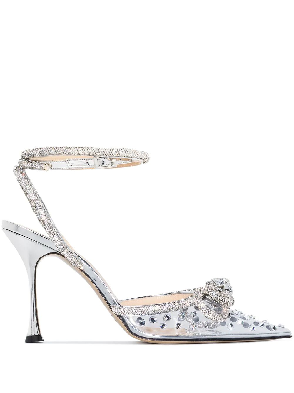 Double Bow 100mm crystal-embellished pumps | Farfetch Global